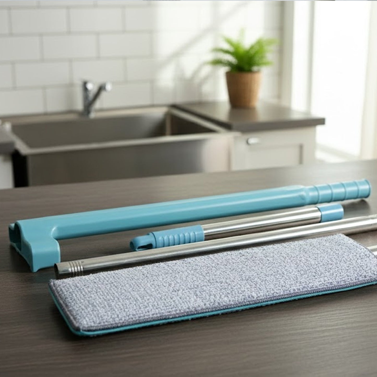 Flat Floor Cleaning Mop with Long Handle (1 Pc)